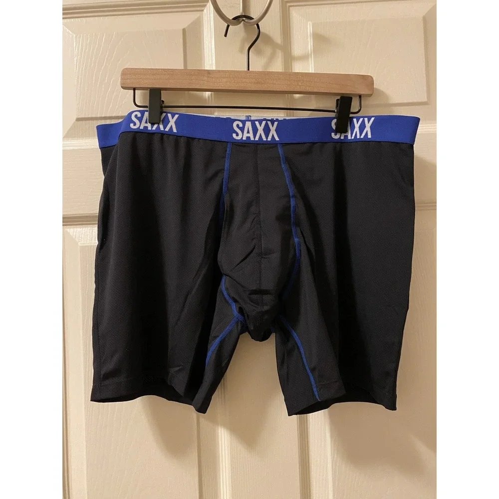 New! Saxx Men's Core Performance Mesh Blue/White Boxer Briefs Sz XXL